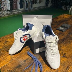 Men's White and Navy Athletic Shoes